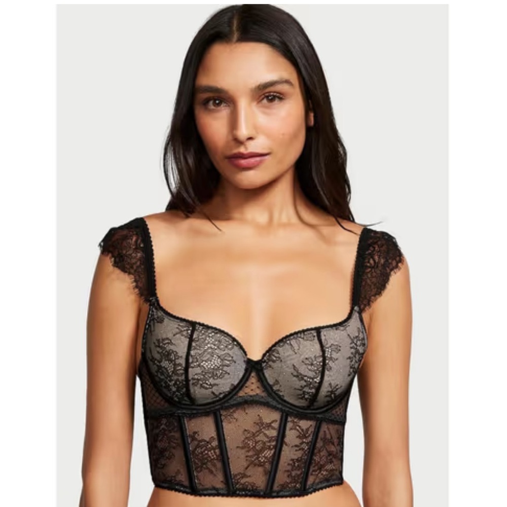 Victoria's Secret Black Lace Bustier Bra